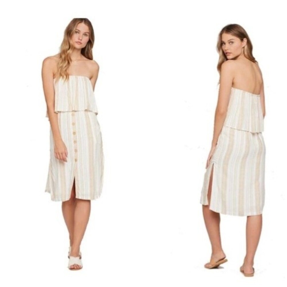 L*Space Stripe Day Dreamer Strapless Mini Dress in Sunsational S NWOT